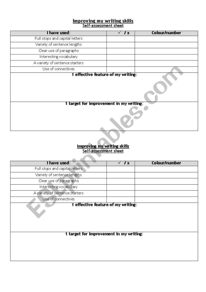 Writing Skills Assessment  Esl Worksheetceciledelannoy
