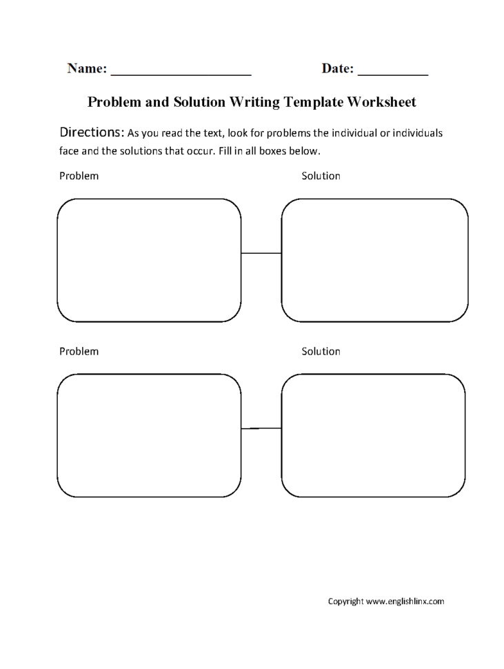 Writing  Worksheets  Problem And Solution Writing