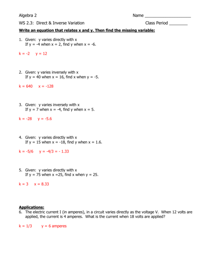 Ws 23 Answer Key