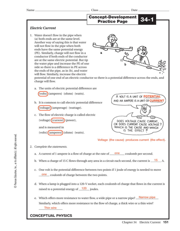 Electric Circuits And Electric Current Worksheet Answers Db excel