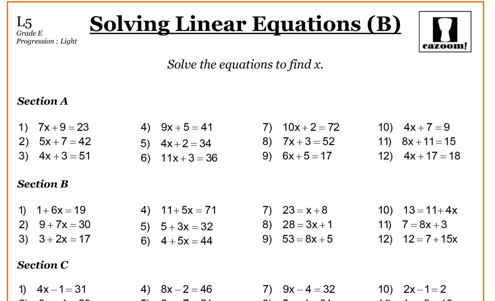 Year 7 Maths Worksheets  Cazoom Maths Worksheets