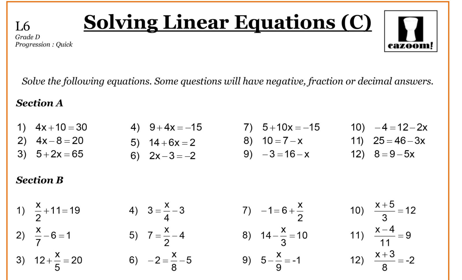 Year 8 Algebra Worksheets — db-excel.com