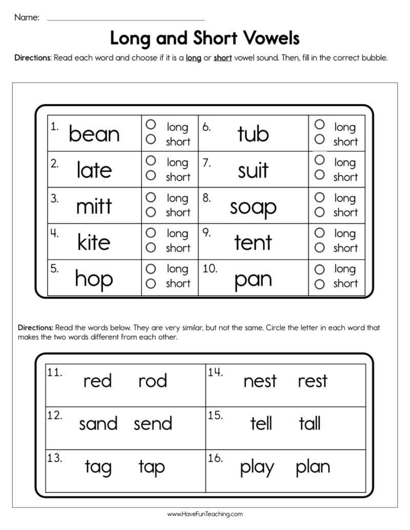 Words With The Same Vowel Sound Worksheets — db-excel.com