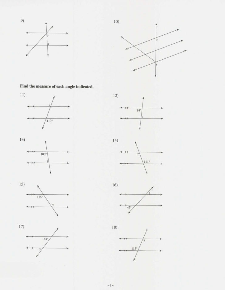 Find The Measure Of Each Angle Indicated Worksheet Answers