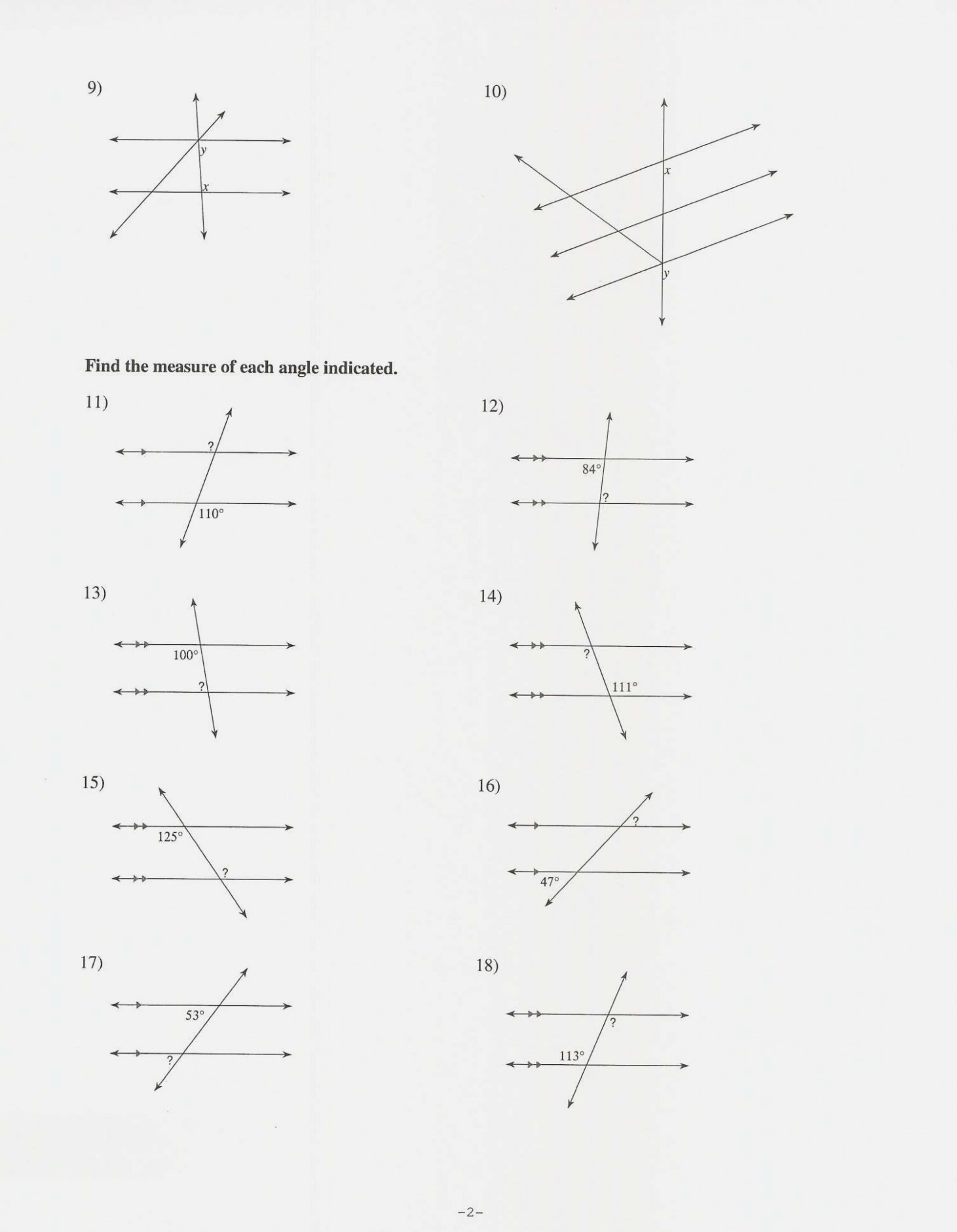 Find The Measure Of Each Angle Indicated Worksheet Answers | db-excel.com